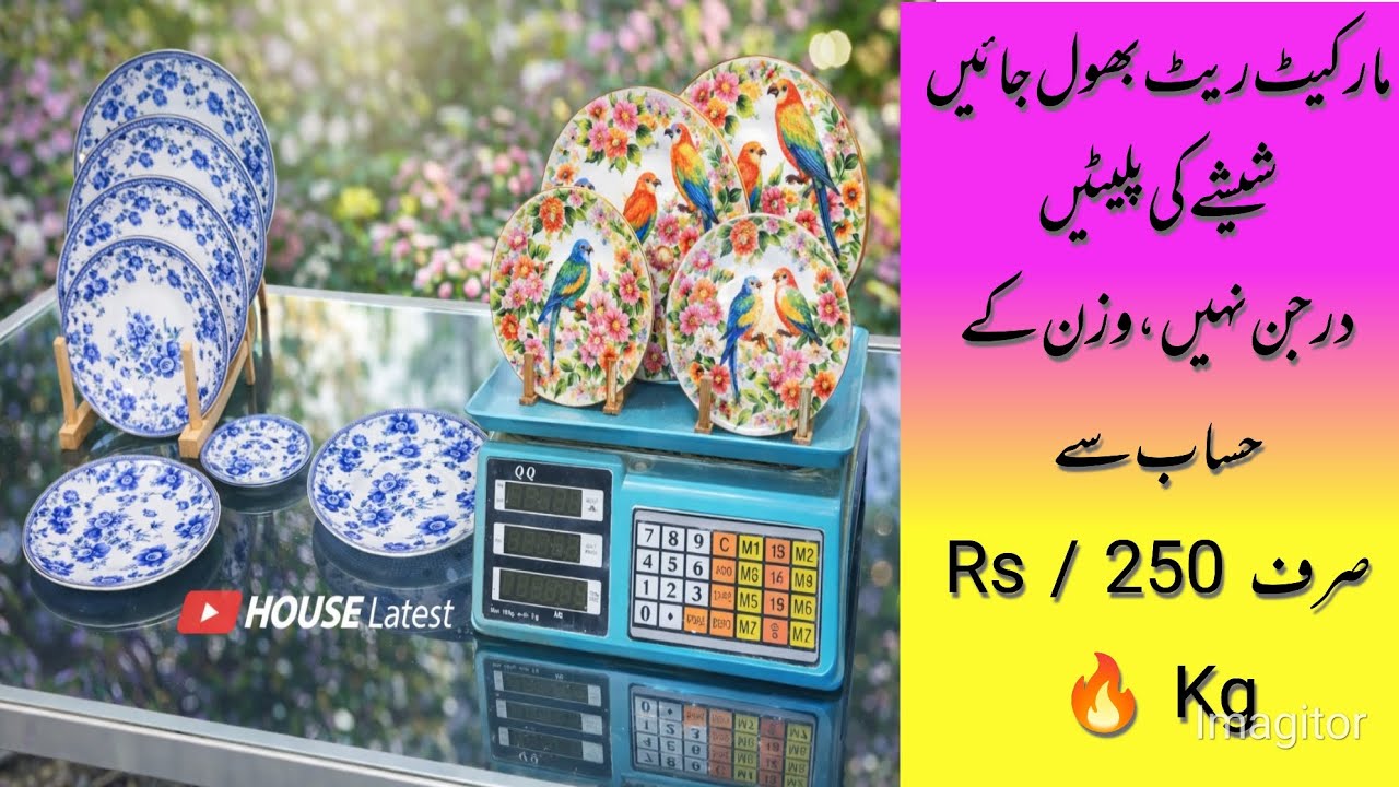 Printed Glass Plates with Weight | Beautiful Design Glass Plates | Free Wooden Stand 🎁 | Only 250 R