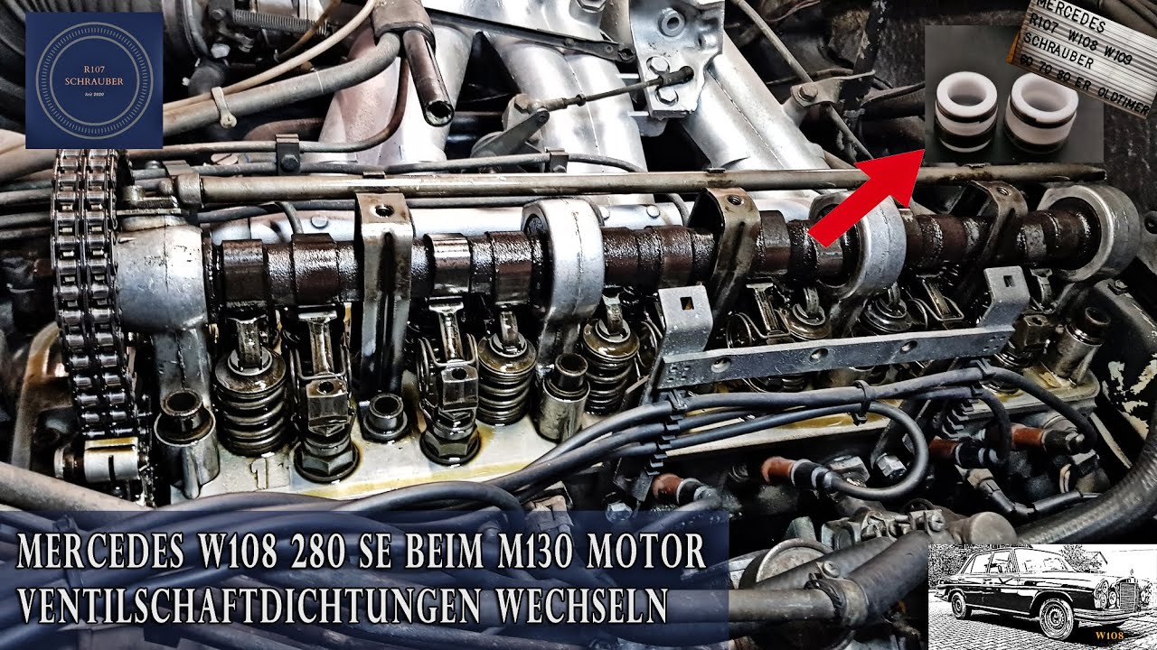 Ventilschaftdichtungen beim Mercedes W108 280SE am M130 Motor wechseln 