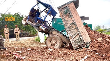 Công nông chở cát bốc đầu | Độ máy 24 ngựa | Máy xúc múc cát Ô tô | 3 wheeled vehicle is very strong