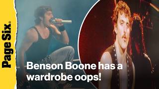 Benson Boone suffers onstage wardrobe malfunction and shows off ripped physique at Las Vegas concert
