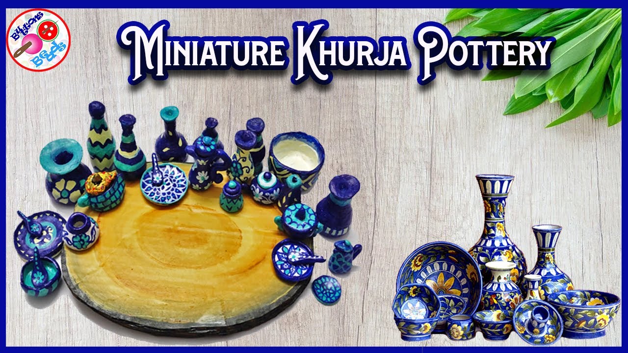 Khurja Pottery Miniature Khurja Blue Pottery Handmade Clay Pot