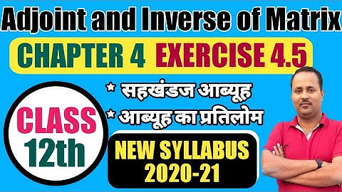 CLASS 12 NCERT MATHS CHAPTER 4 | EXERCISE 4.5 | ADJOINT OF MATRIX | INVERSE OF MATRIX | सारणिक