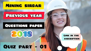 Mining sirdar previous year question papers MCQ test l Part - 01 l #ecl #wcl #ccl #ncl #nlc #bccl