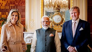 De Indiase Premier Modi Begint Zijn Europese Tournee Met Een Ontmoeting Met Het Nederlandse Koningshuis.