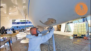 Double Sided Fibreglass Repair  Part 1(S2 E46 Barefoot Sail and Dive)