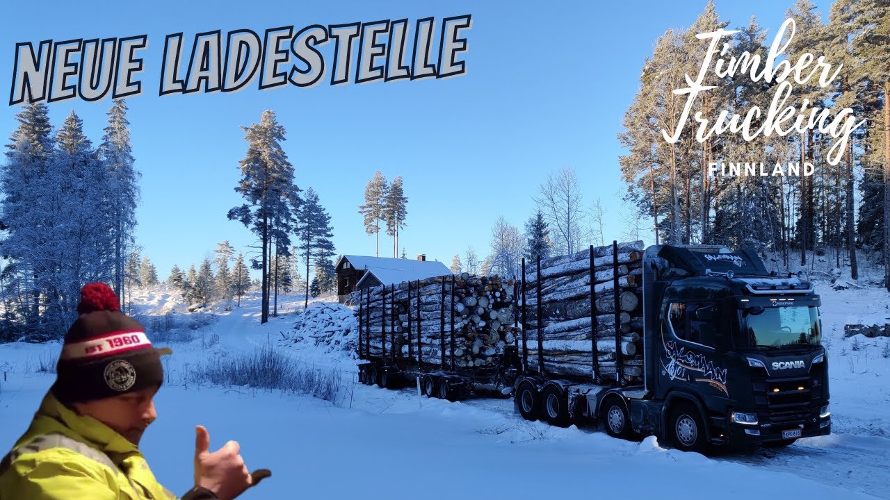 Timber Truck Veikko | Ein Holztransporter auf verschneiten finnischen Straßen - neue Ladestelle