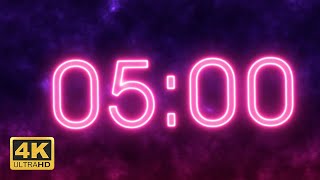 5 Minutes Countdown Timer - Neon [4K]