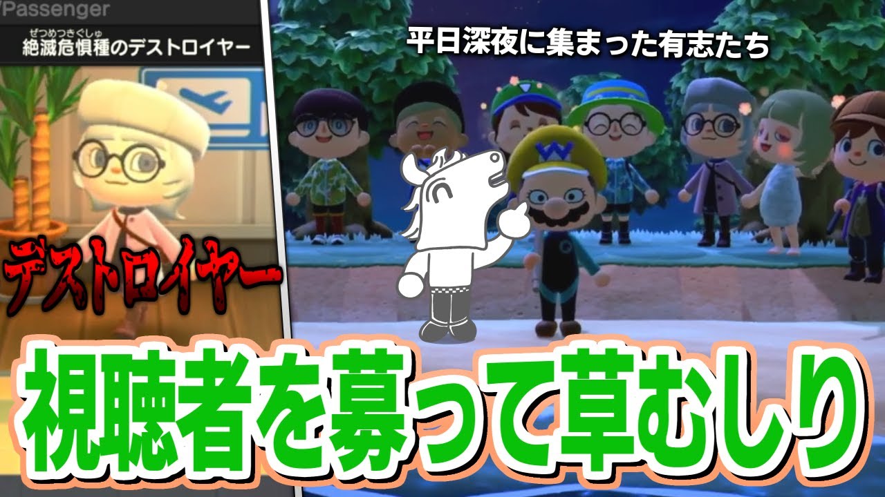 【あつ森】愉快な仲間たちと草むしりに勤しむバトラ【2025/04/16】