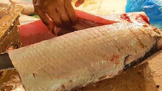 Amazing New Cutting Style!! Big Bhetki Fish Cutting By Expert Fish Cutter Man