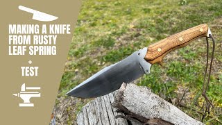 Costruzione coltello bushcraft fai da te - making a knife from old Leaf Spring DIY