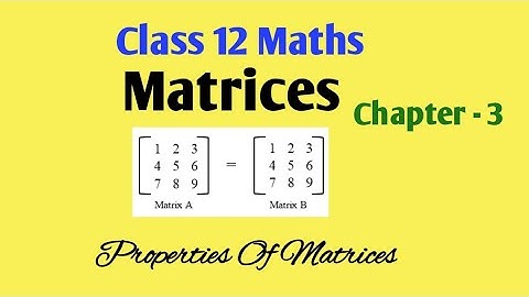 Matrices Class 12 Maths | NCERT Chapter 3 | Properties Of Matrices | Equality Of Matrices