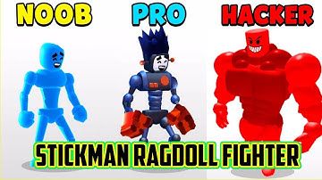 NOOB vs PRO vs HACKER |Stickman Ragdoll Fighter| Gameplay |Walkthrough(Android, iOS)🐱‍🚀