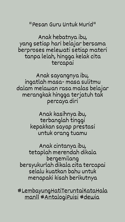 Puisi Guru Untuk Murid yang Menyentuh Hati @kurikulummerdeka7302 @CERITAPUISI