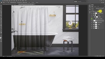 Bath Curtain Mock-up vol. 2, 3d mockup for Photoshop video tutorial
