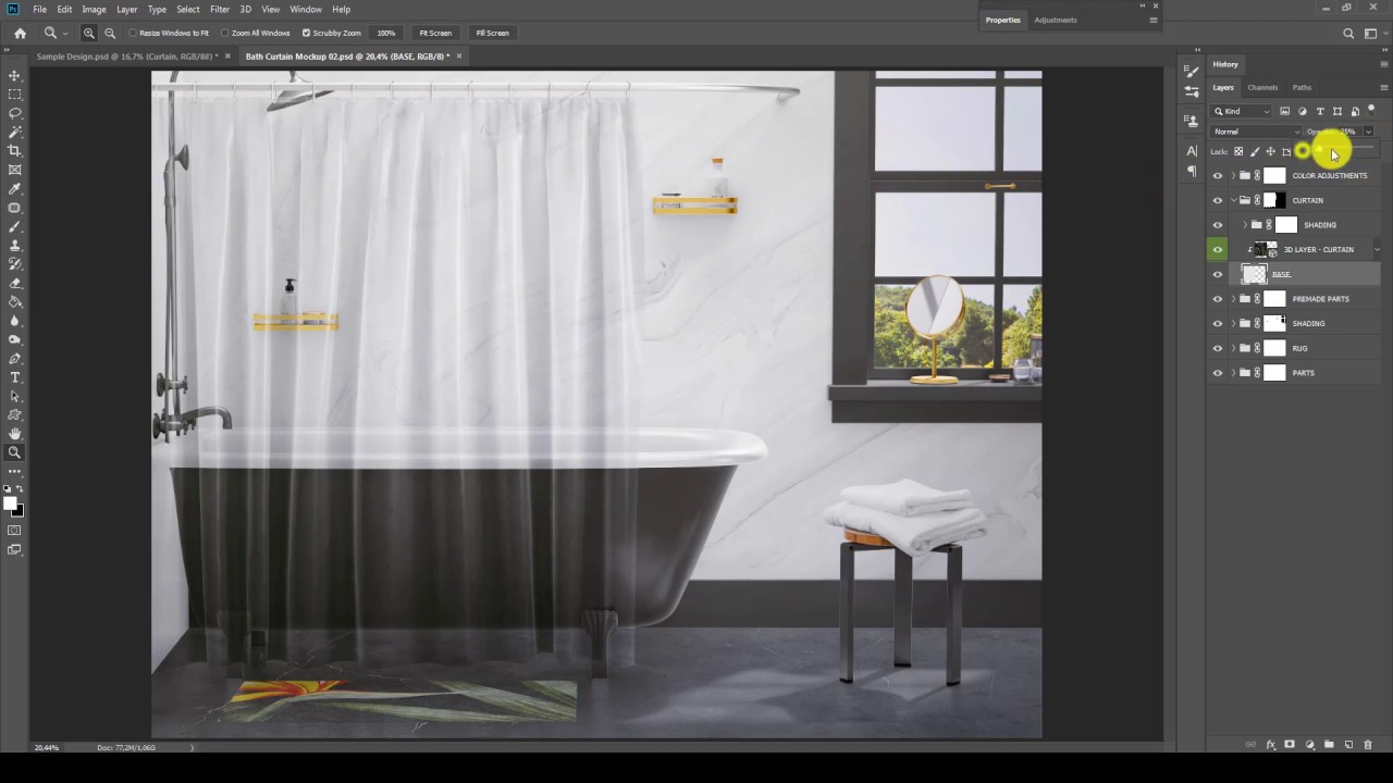 Bath Curtain Mock Up Vol 2 3d Mockup For Photoshop Video Tutorial Youtube