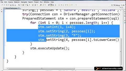 Universidade XTI   JAVA   111   JDBC Insert, Batch, add e executeBatch