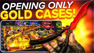 OPENING ONLY GOLD CASES ON HELLCASE! *BUTTERFLY KNIFE CRIMSON WEB*