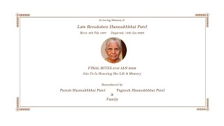 The funeral rituals of Late Renukaben Hasmukhbhai Patel on 21 January 2026