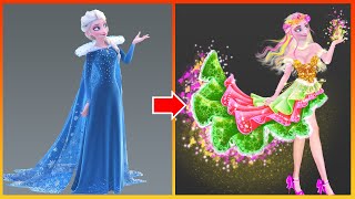 Elsa Frozen Dressed Up For Party - Disney Princesses Transformation