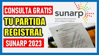 Consulta GRATIS tu Partida Registral - Copia Literal SUNARP 2023