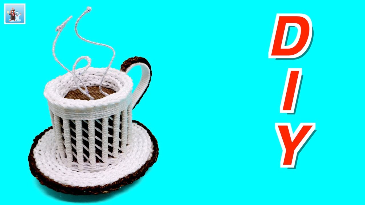 DIY weaving cup of coffee from jute rope very easy handicraft YouTube