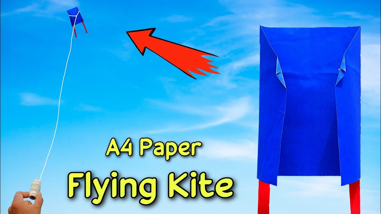 A4 Paper Flying Plane Kite Long Fly How To Make A4 Size Paper Kite 