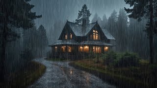 12 Hours Cozy Scene Heavy Rain For Fall aSleep Quickly - Rain Sound in Misty Forest