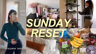 SUNDAY RESET ROUTINE🫧🏋🏽‍♀️ how to stay disciplined with working out, lululemon haul, cleaning + more