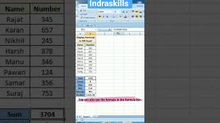 Display Formula in MS Excel. computer youtubeshorts trending skills gyan education excel