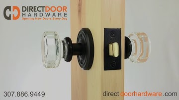 Emtek Lowell Crystal Knob with Regular Rosette in Flat Black