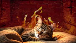 Peaceful sleep | Cat's Purr & Fire's Crackle for Deep Sleep