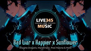 Bad Liar x Happier x Sunflower {Mashup} - Imagine Dragons, Marshmello, Post Malone - LIVE345MUSIC Resimi