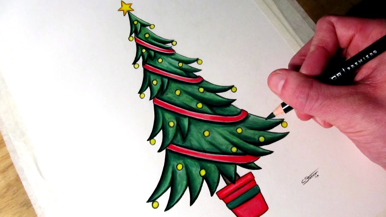 How to Draw a Christmas Tree - YouTube