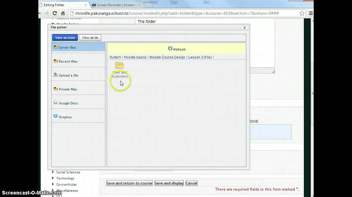 Moving files ino a folder Moodle 2.0