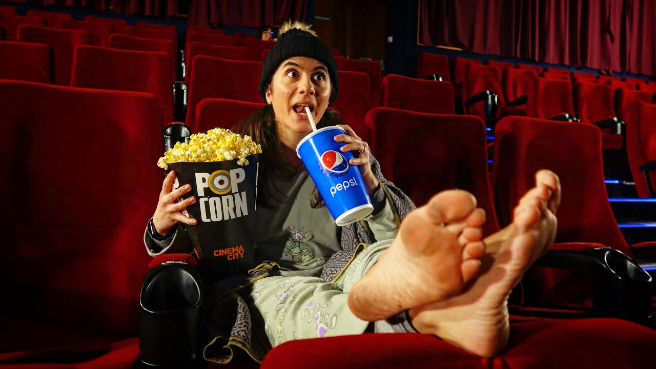 Barefoot at the Movies with my PJs on... - YouTube