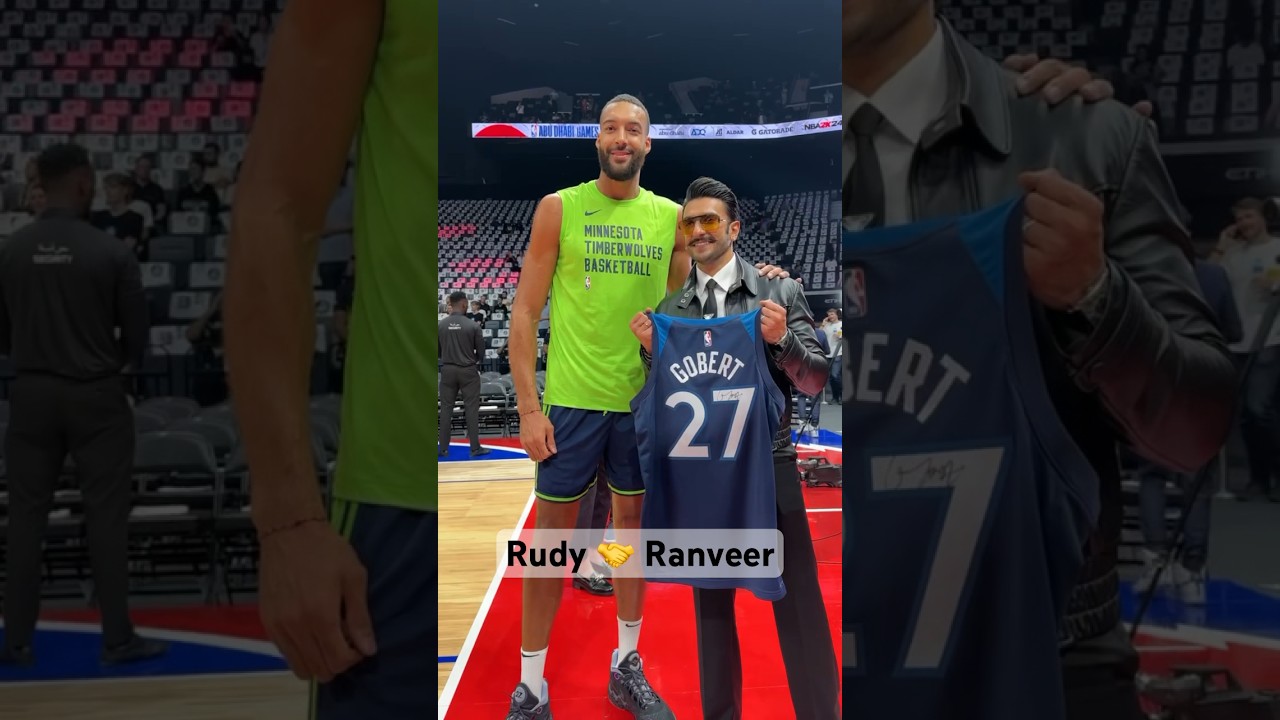 Rudy Gobert 🤝 Ranveer Singh in Abu Dhabi! 🤩 #NBAinAbuDhabi on NBA TV