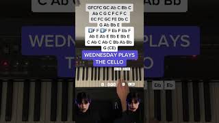 Wednesday Playing The Cello (EASY PIANO TUTORIAL With Letter Notes) #Shorts