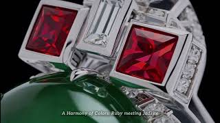 Imperial Cabochon Jadeite & Ruby Earrings | Luxury Geometric Diamond Masterpiece