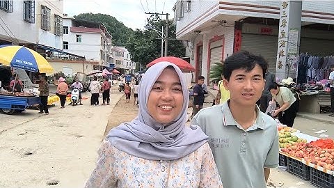 Beli Burger di Pasar Kaget Desa Huichang China sekalian Jual Hasil Panen Timun lagiiiii