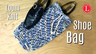 LOOM KNIT Shoe Bag (Drawstring) on a Extra Large Round Knitting Loom | Step by Step