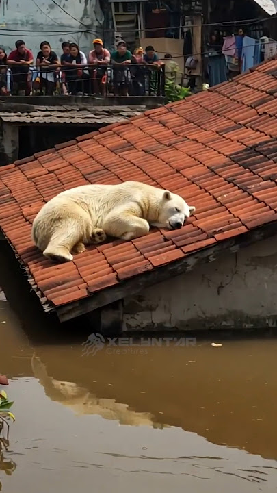 🐻‍❄️ Warga Geger! Beruang Kutub Nyasar Terbawa Banjir #BeruangKutub #PolarBear #AIArt #Banjir