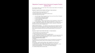 Rajasthan Computer Teacher Syllabus 2022 PDF