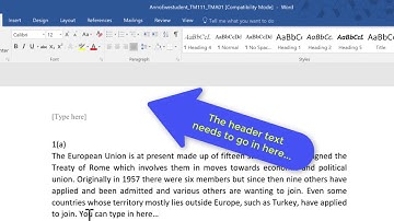 Setting Out TMAs - Adding a Document Header