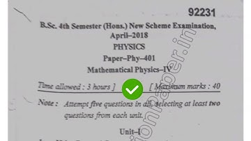 2018 Mdu BSc Physics Hons 4th Sem Mathematical Physics Question Paper