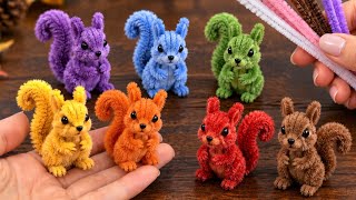 How to Make a Mini Squirrel with Just 4 Pipe Cleaners 🐿️ | Easy Pipe Cleaner Animal Craft