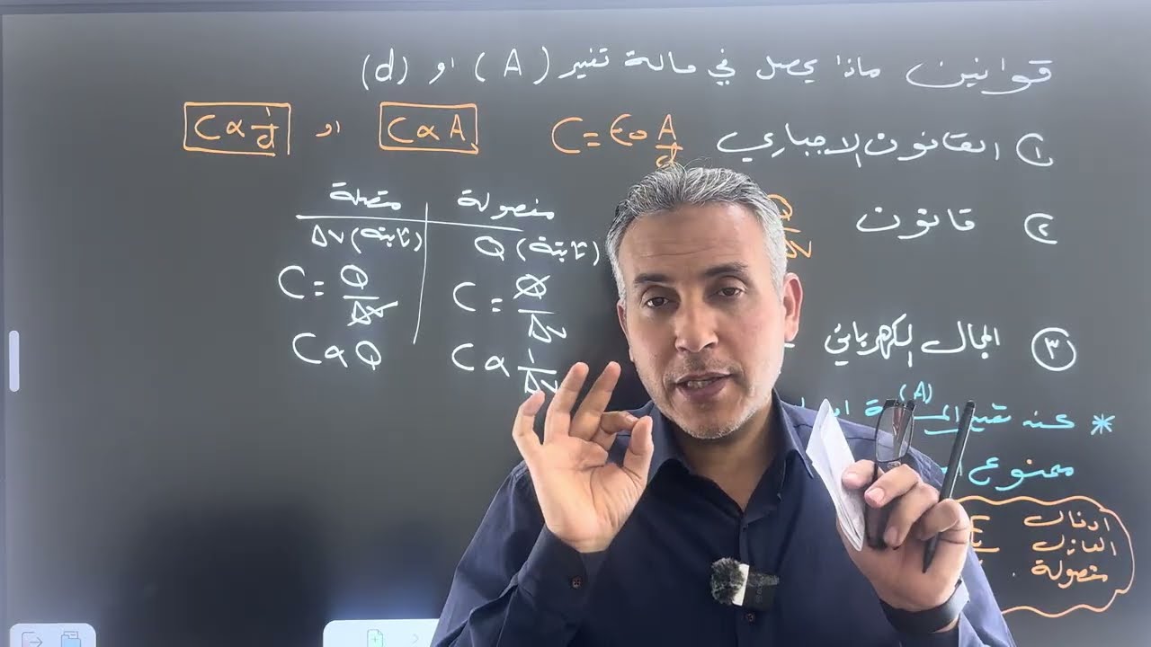 محاضرة (٩) الفصل الاول ماذا يحصل تغير المساحة والبعد ومضاعفة فرق الجهد