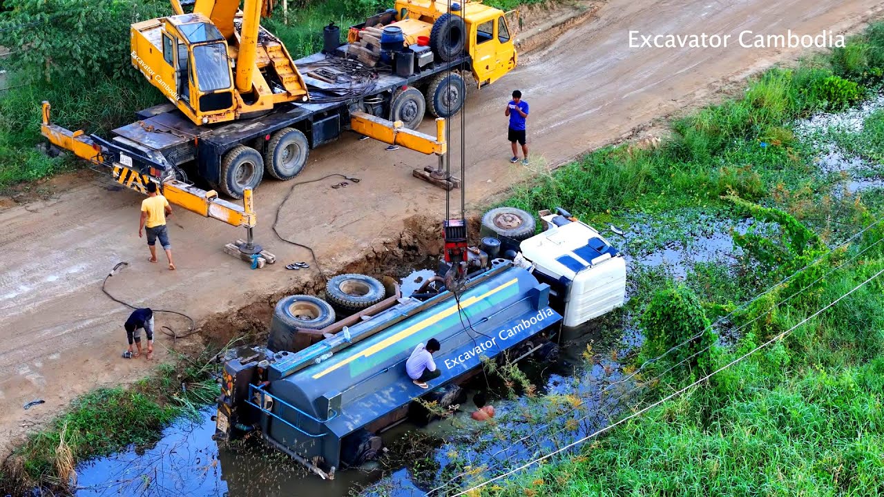 Portaloo Fail Incredible! Firetruck Accident Landslide Into Water Recovery By Skills ...