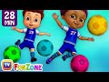 Kids play football match and in the chuchu tv funzone stadium  football goals funny moments