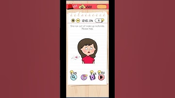 Brain test level 374 solution / she ran out of makeup materials, please help.