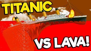 Melting the Titanic with a Lava Tsunami!  Floating Sandbox Simulator Update Gameplay